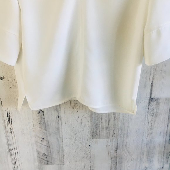 Sandro Paris Dust Box Top Blouse Ecru Off-White Woven - Picture 11 of 11